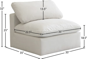 Plush Velvet / Down / Engineered Wood / Foam Contemporary Cream Velvet Standard Cloud-Like Comfort Modular Armless Chair - 35" W x 35" D x 32" H