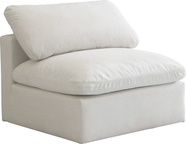 Plush Velvet / Down / Engineered Wood / Foam Contemporary Cream Velvet Standard Cloud-Like Comfort Modular Armless Chair - 35" W x 35" D x 32" H