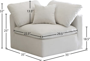 Plush Velvet / Down / Engineered Wood / Foam Contemporary Cream Velvet Standard Cloud-Like Comfort Modular Corner Chair - 35" W x 35" D x 32" H