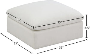 Plush Velvet / Down / Engineered Wood / Foam Contemporary Cream Velvet Standard Cloud-Like Comfort Modular Ottoman - 35" W x 35" D x 18.5" H
