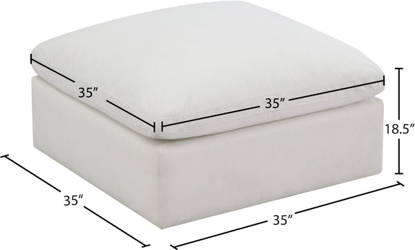 Plush Velvet / Down / Engineered Wood / Foam Contemporary Cream Velvet Standard Cloud-Like Comfort Modular Ottoman - 35" W x 35" D x 18.5" H