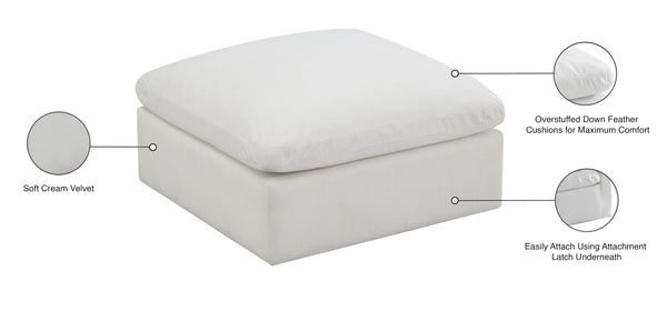 Plush Velvet / Down / Engineered Wood / Foam Contemporary Cream Velvet Standard Cloud-Like Comfort Modular Ottoman - 35" W x 35" D x 18.5" H