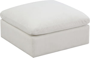 Plush Velvet / Down / Engineered Wood / Foam Contemporary Cream Velvet Standard Cloud-Like Comfort Modular Ottoman - 35" W x 35" D x 18.5" H