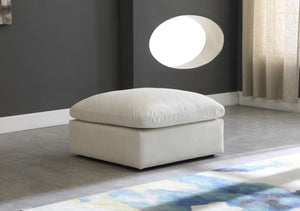 Plush Velvet / Down / Engineered Wood / Foam Contemporary Cream Velvet Standard Cloud-Like Comfort Modular Ottoman - 35" W x 35" D x 18.5" H