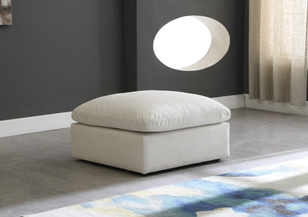 Plush Velvet / Down / Engineered Wood / Foam Contemporary Cream Velvet Standard Cloud-Like Comfort Modular Ottoman - 35" W x 35" D x 18.5" H