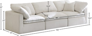 Plush Velvet / Down / Engineered Wood / Foam Contemporary Cream Velvet Standard Cloud-Like Comfort Modular Sofa - 105" W x 35" D x 32" H