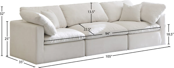 Plush Velvet / Down / Engineered Wood / Foam Contemporary Cream Velvet Standard Cloud-Like Comfort Modular Sofa - 105" W x 35" D x 32" H