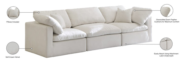 Plush Velvet / Down / Engineered Wood / Foam Contemporary Cream Velvet Standard Cloud-Like Comfort Modular Sofa - 105" W x 35" D x 32" H