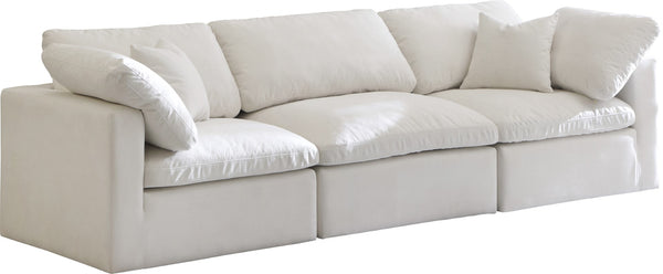 Plush Velvet / Down / Engineered Wood / Foam Contemporary Cream Velvet Standard Cloud-Like Comfort Modular Sofa - 105" W x 35" D x 32" H