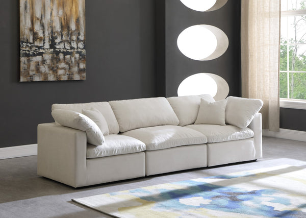 Plush Velvet / Down / Engineered Wood / Foam Contemporary Cream Velvet Standard Cloud-Like Comfort Modular Sofa - 105" W x 35" D x 32" H