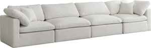 Plush Velvet / Down / Engineered Wood / Foam Contemporary Cream Velvet Standard Cloud-Like Comfort Modular Sofa - 140" W x 35" D x 32" H