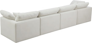 Plush Velvet / Down / Engineered Wood / Foam Contemporary Cream Velvet Standard Cloud-Like Comfort Modular Sofa - 140" W x 35" D x 32" H