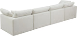 Plush Velvet / Down / Engineered Wood / Foam Contemporary Cream Velvet Standard Cloud-Like Comfort Modular Sofa - 140" W x 35" D x 32" H