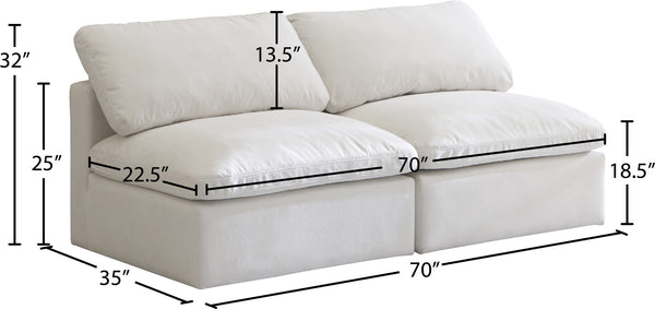 Plush Velvet / Down / Engineered Wood / Foam Contemporary Cream Velvet Standard Cloud-Like Comfort Modular Sofa - 70" W x 35" D x 32" H