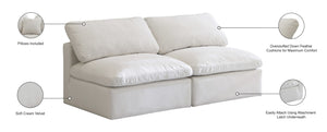 Plush Velvet / Down / Engineered Wood / Foam Contemporary Cream Velvet Standard Cloud-Like Comfort Modular Sofa - 70" W x 35" D x 32" H