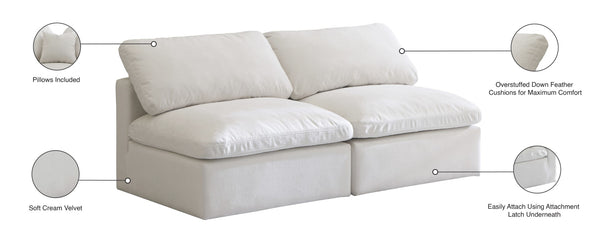 Plush Velvet / Down / Engineered Wood / Foam Contemporary Cream Velvet Standard Cloud-Like Comfort Modular Sofa - 70" W x 35" D x 32" H