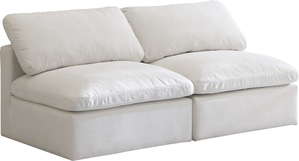 Plush Velvet / Down / Engineered Wood / Foam Contemporary Cream Velvet Standard Cloud-Like Comfort Modular Sofa - 70" W x 35" D x 32" H
