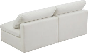 Plush Velvet / Down / Engineered Wood / Foam Contemporary Cream Velvet Standard Cloud-Like Comfort Modular Sofa - 70" W x 35" D x 32" H