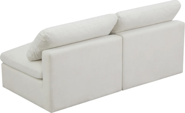 Plush Velvet / Down / Engineered Wood / Foam Contemporary Cream Velvet Standard Cloud-Like Comfort Modular Sofa - 70" W x 35" D x 32" H