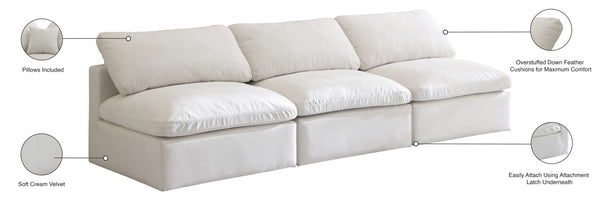 Plush Velvet / Down / Engineered Wood / Foam Contemporary Cream Velvet Standard Cloud-Like Comfort Modular Sofa - 105" W x 35" D x 32" H