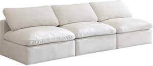 Plush Velvet / Down / Engineered Wood / Foam Contemporary Cream Velvet Standard Cloud-Like Comfort Modular Sofa - 105" W x 35" D x 32" H