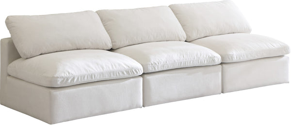 Plush Velvet / Down / Engineered Wood / Foam Contemporary Cream Velvet Standard Cloud-Like Comfort Modular Sofa - 105" W x 35" D x 32" H