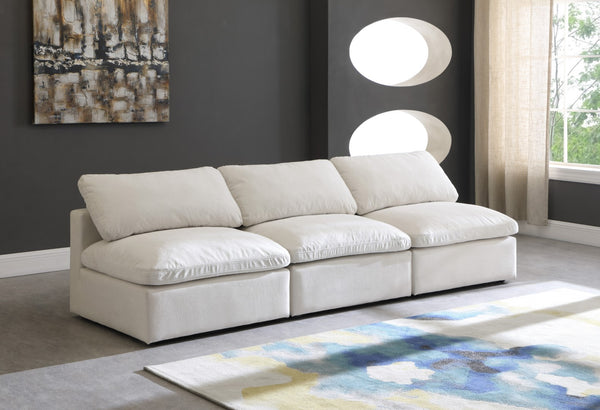 Plush Velvet / Down / Engineered Wood / Foam Contemporary Cream Velvet Standard Cloud-Like Comfort Modular Sofa - 105" W x 35" D x 32" H