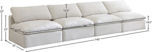 Plush Velvet / Down / Engineered Wood / Foam Contemporary Cream Velvet Standard Cloud-Like Comfort Modular Sofa - 140" W x 35" D x 32" H