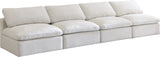 Plush Velvet / Down / Engineered Wood / Foam Contemporary Cream Velvet Standard Cloud-Like Comfort Modular Sofa - 140" W x 35" D x 32" H