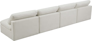 Plush Velvet / Down / Engineered Wood / Foam Contemporary Cream Velvet Standard Cloud-Like Comfort Modular Sofa - 140" W x 35" D x 32" H
