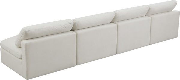 Plush Velvet / Down / Engineered Wood / Foam Contemporary Cream Velvet Standard Cloud-Like Comfort Modular Sofa - 140" W x 35" D x 32" H