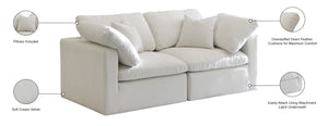 Plush Velvet / Down / Engineered Wood / Foam Contemporary Cream Velvet Standard Cloud-Like Comfort Modular Sofa - 70" W x 35" D x 32" H