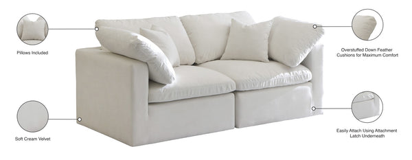 Plush Velvet / Down / Engineered Wood / Foam Contemporary Cream Velvet Standard Cloud-Like Comfort Modular Sofa - 70" W x 35" D x 32" H