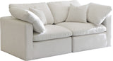 Plush Velvet / Down / Engineered Wood / Foam Contemporary Cream Velvet Standard Cloud-Like Comfort Modular Sofa - 70" W x 35" D x 32" H