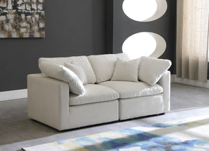 Plush Velvet / Down / Engineered Wood / Foam Contemporary Cream Velvet Standard Cloud-Like Comfort Modular Sofa - 70" W x 35" D x 32" H