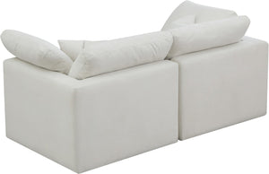 Plush Velvet / Down / Engineered Wood / Foam Contemporary Cream Velvet Standard Cloud-Like Comfort Modular Sofa - 70" W x 35" D x 32" H