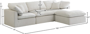 Plush Velvet / Down / Engineered Wood / Foam Contemporary Cream Velvet Standard Cloud-Like Comfort Modular Sectional - 105" W x 70" D x 32" H