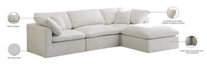 Plush Velvet / Down / Engineered Wood / Foam Contemporary Cream Velvet Standard Cloud-Like Comfort Modular Sectional - 105" W x 70" D x 32" H