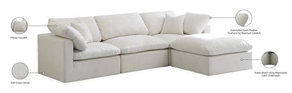 Plush Velvet / Down / Engineered Wood / Foam Contemporary Cream Velvet Standard Cloud-Like Comfort Modular Sectional - 105" W x 70" D x 32" H