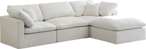 Plush Velvet / Down / Engineered Wood / Foam Contemporary Cream Velvet Standard Cloud-Like Comfort Modular Sectional - 105" W x 70" D x 32" H