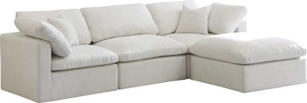 Plush Velvet / Down / Engineered Wood / Foam Contemporary Cream Velvet Standard Cloud-Like Comfort Modular Sectional - 105" W x 70" D x 32" H