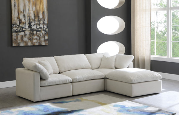 Plush Velvet / Down / Engineered Wood / Foam Contemporary Cream Velvet Standard Cloud-Like Comfort Modular Sectional - 105" W x 70" D x 32" H