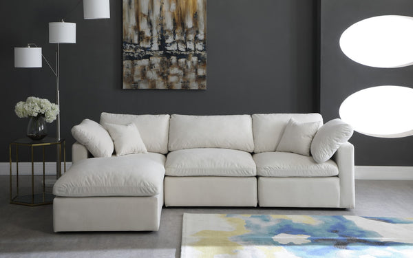 Plush Velvet / Down / Engineered Wood / Foam Contemporary Cream Velvet Standard Cloud-Like Comfort Modular Sectional - 105" W x 70" D x 32" H