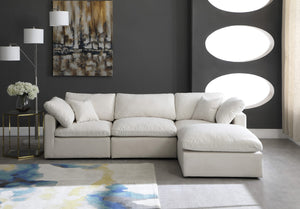 Plush Velvet / Down / Engineered Wood / Foam Contemporary Cream Velvet Standard Cloud-Like Comfort Modular Sectional - 105" W x 70" D x 32" H