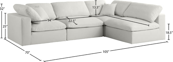 Plush Velvet / Down / Engineered Wood / Foam Contemporary Cream Velvet Standard Cloud-Like Comfort Modular Sectional - 105" W x 70" D x 32" H
