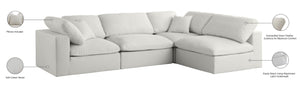 Plush Velvet / Down / Engineered Wood / Foam Contemporary Cream Velvet Standard Cloud-Like Comfort Modular Sectional - 105" W x 70" D x 32" H
