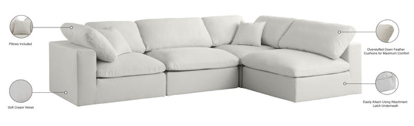 Plush Velvet / Down / Engineered Wood / Foam Contemporary Cream Velvet Standard Cloud-Like Comfort Modular Sectional - 105" W x 70" D x 32" H