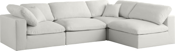 Plush Velvet / Down / Engineered Wood / Foam Contemporary Cream Velvet Standard Cloud-Like Comfort Modular Sectional - 105" W x 70" D x 32" H