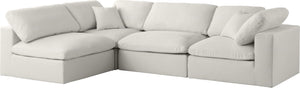 Plush Velvet / Down / Engineered Wood / Foam Contemporary Cream Velvet Standard Cloud-Like Comfort Modular Sectional - 105" W x 70" D x 32" H