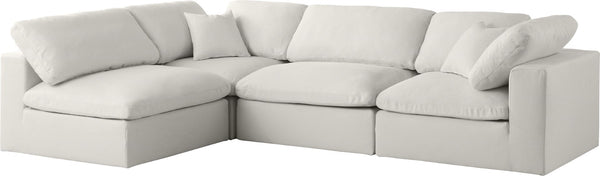 Plush Velvet / Down / Engineered Wood / Foam Contemporary Cream Velvet Standard Cloud-Like Comfort Modular Sectional - 105" W x 70" D x 32" H